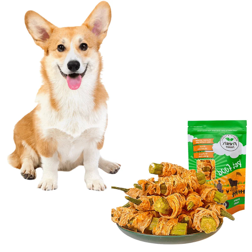 Chicken Wrapped Okra Dog Treats